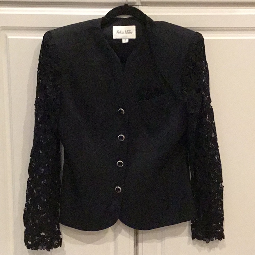 Nolan Miller Black Vintage Jacket w/ Lace Sleeves